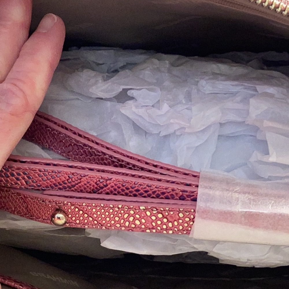 Brahmin Pink and Purple Satchel with Crocodile Texture - Picture 8 of 15